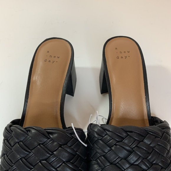 A New Day Womens Dorothy Slide Sandals Black Wedge Basketweave - Picture 10 of 10